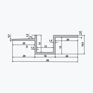 TEMPOLISTEL® B110 Siirtymäprofiili kipsilevy- ja irrotettavalle alaslasketulle katolle - Image 2